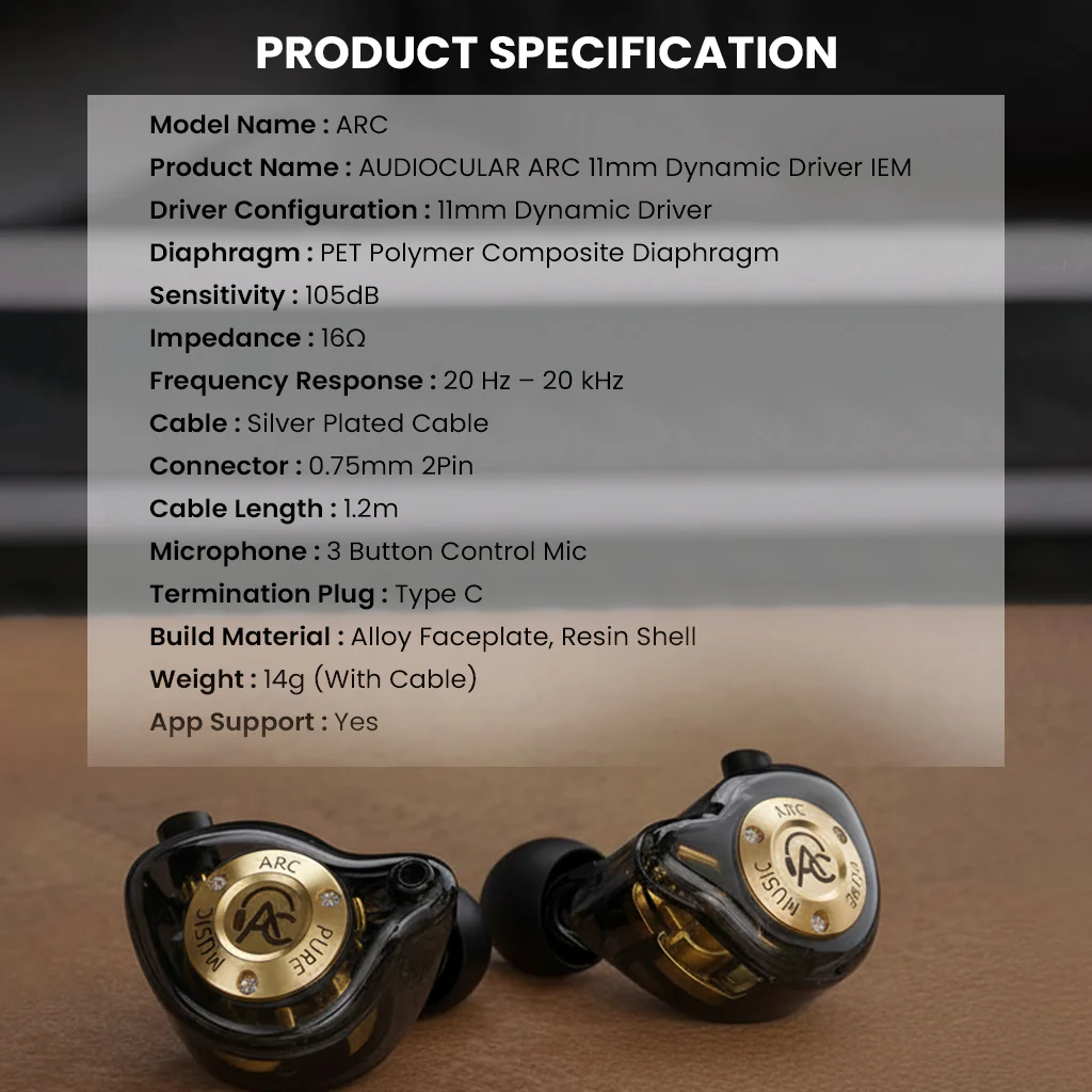 AUDIOCULAR - ARC 11mm Dynamic Driver Hi-Res Type C IEM With KT02H20P DAC Chip - Image 12