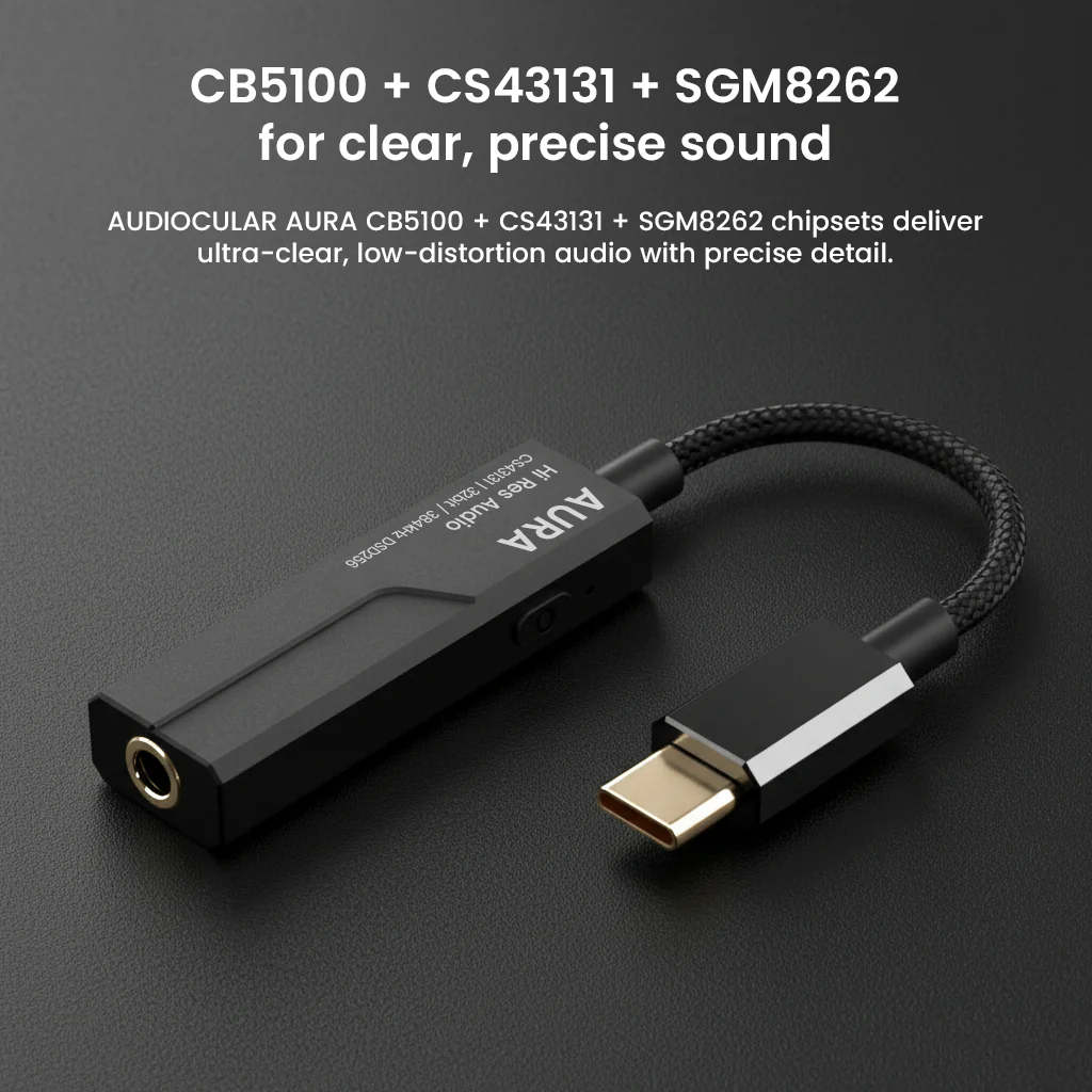 AUDIOCULAR - AURA Hi-Res Portable DAC & Amp with CS43131 DAC + SGM8262 AMP Chipset - Image 3