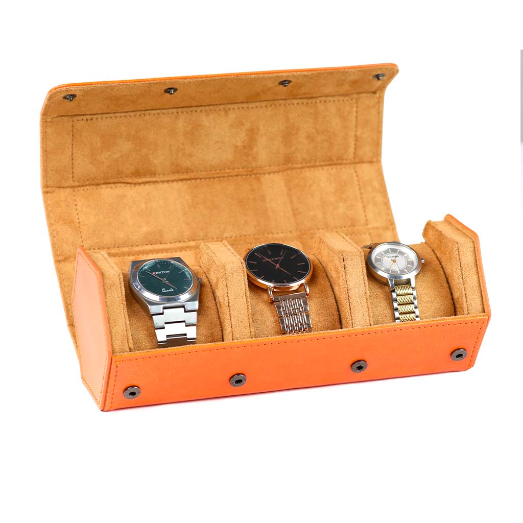 TECPHILE-  RESO Watch Box Holder Organizer Case with 3 Slot