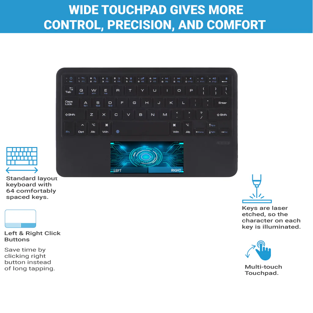TECPHILE - B102 Wireless Keyboard with Touchpad - Image 13