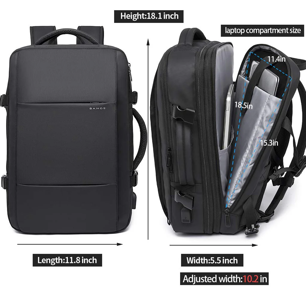 BANGE - 1908 35L Smart Travel Backpack with USB Port Fit for 17.3 - Image 6