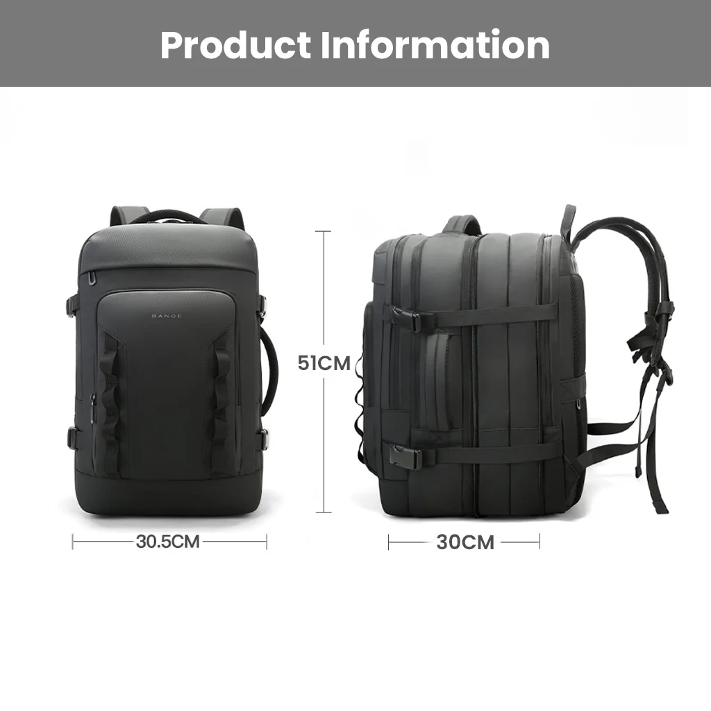 BANGE 3055 Laptop Backpack 40L Large Capacity Waterproof Travel Bag - Image 3