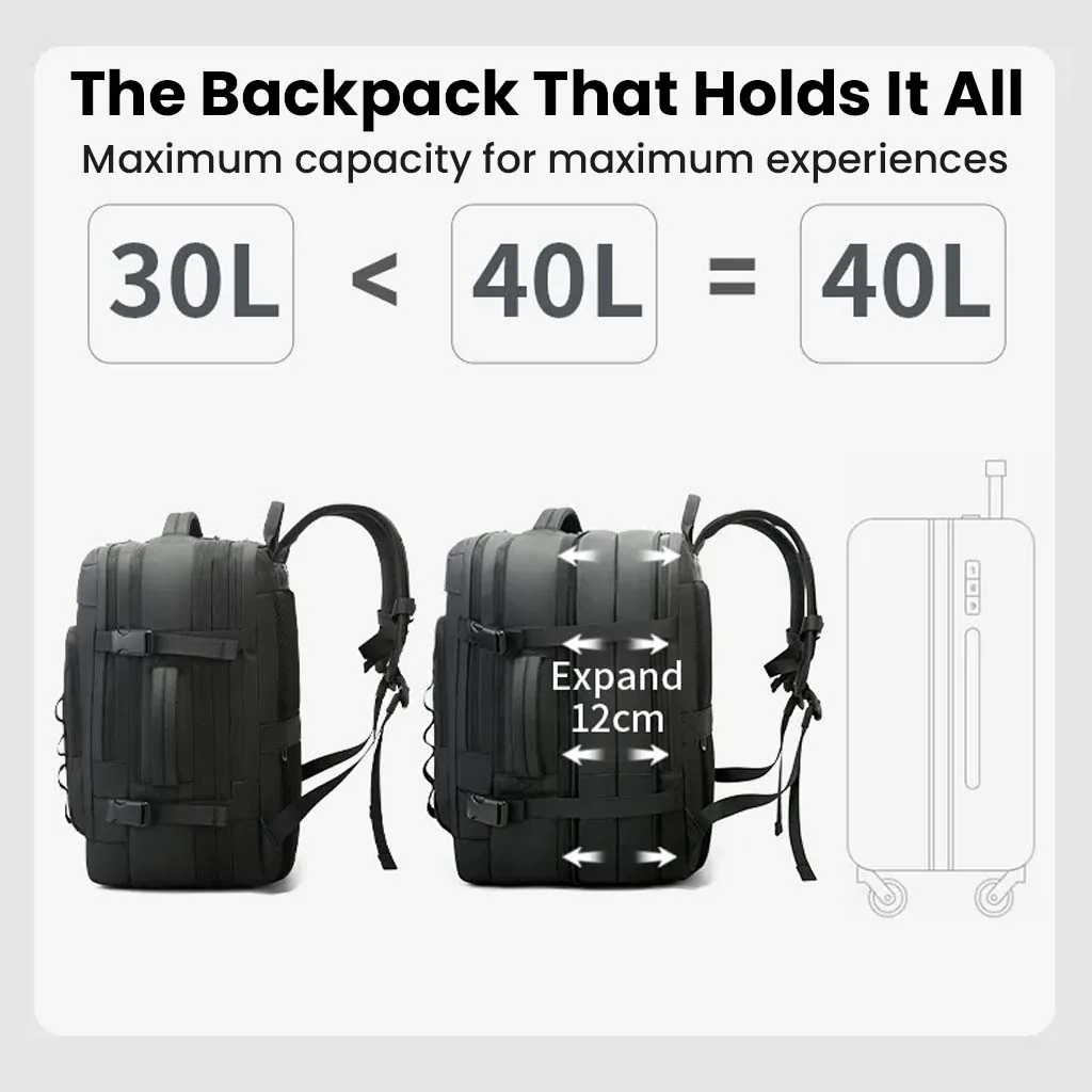 BANGE 3055 Laptop Backpack 40L Large Capacity Waterproof Travel Bag - Image 4