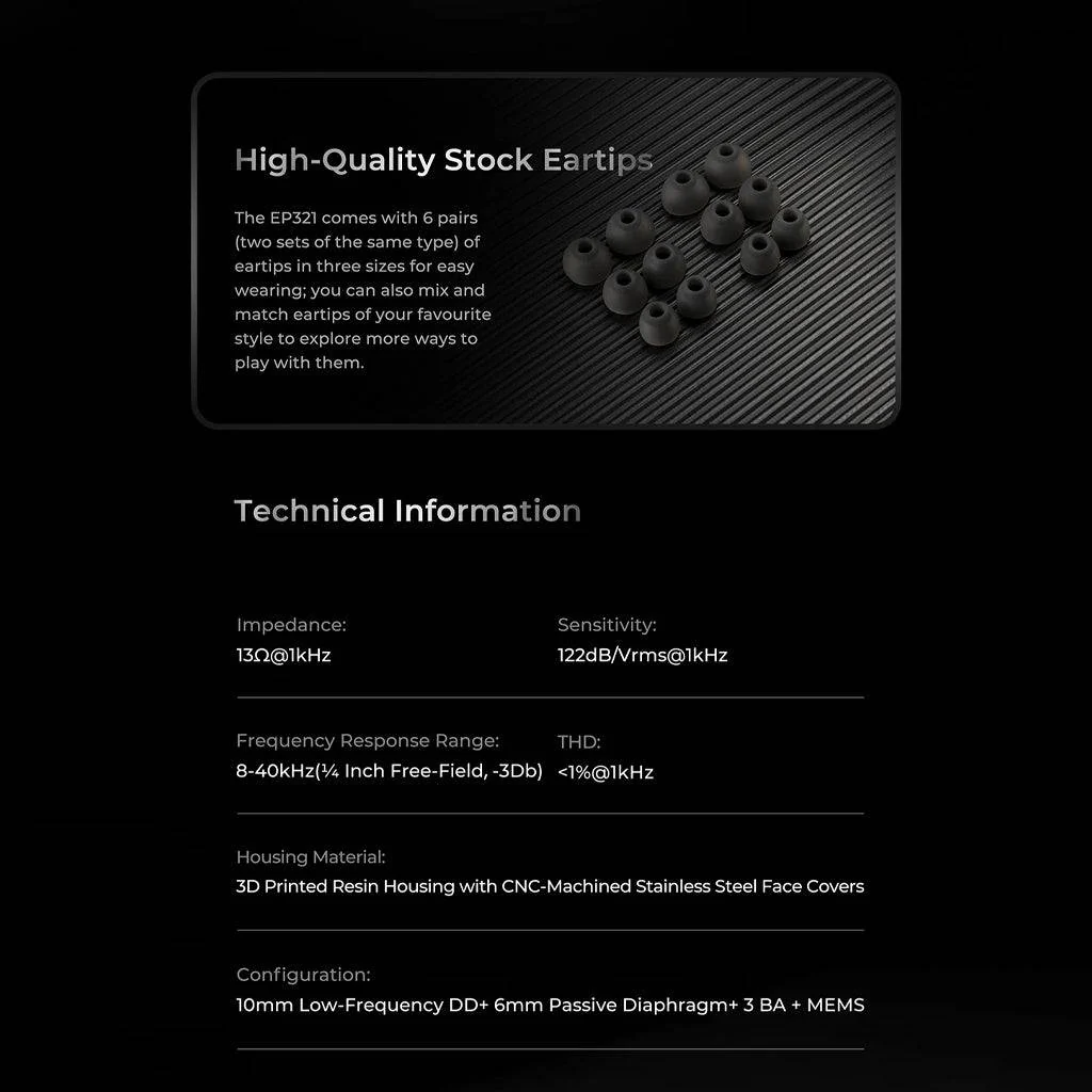 BINARY – EP321 MEMS 2DD + 3BA + 1 MEMS Tribrid Drivers In Ear Monitor - Image 11