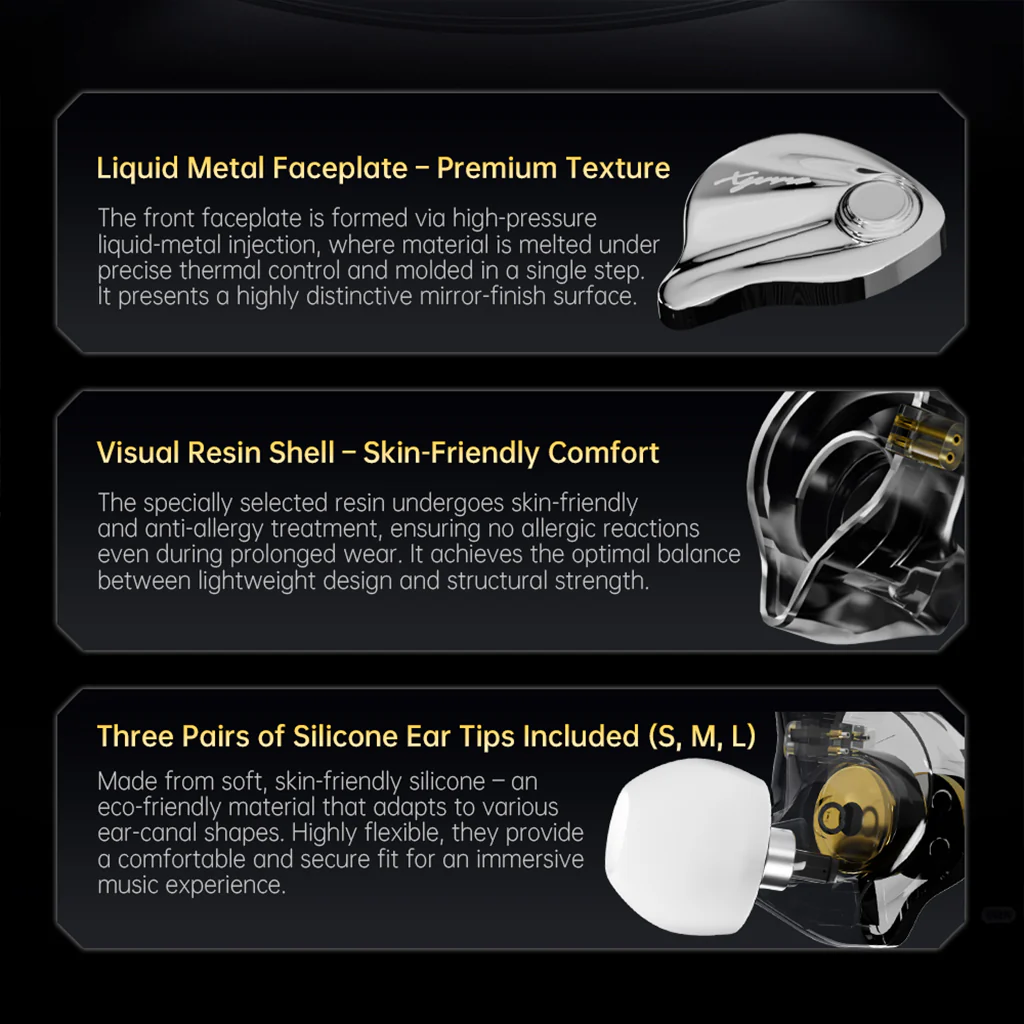CCA - Xyraa Hybrid 10mm DD + 1 BA Driver Gaming IEM - Image 10