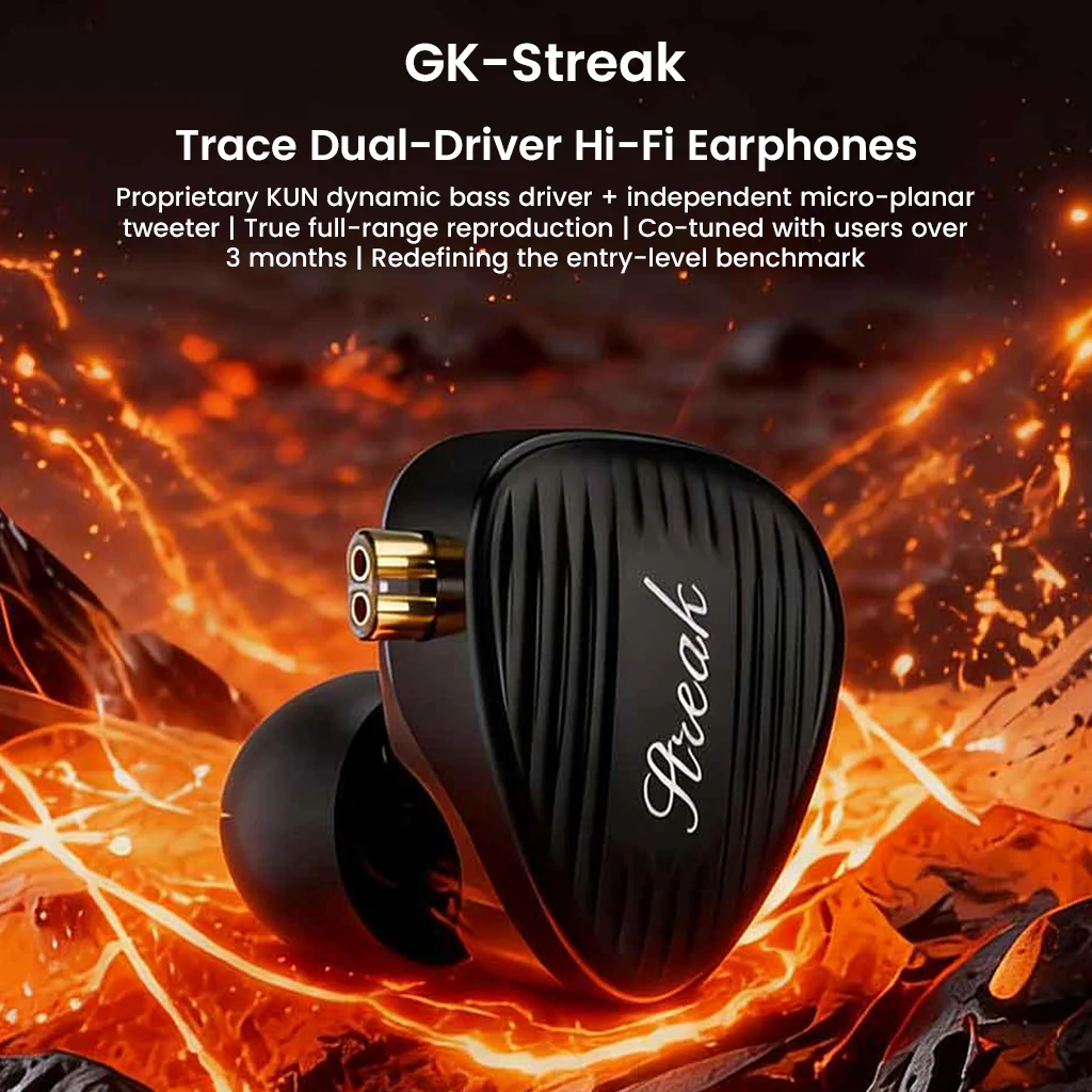 GK- Streak 1DD and 1 Micro Planar Dual-Driver In-Ear Monitor - Image 2