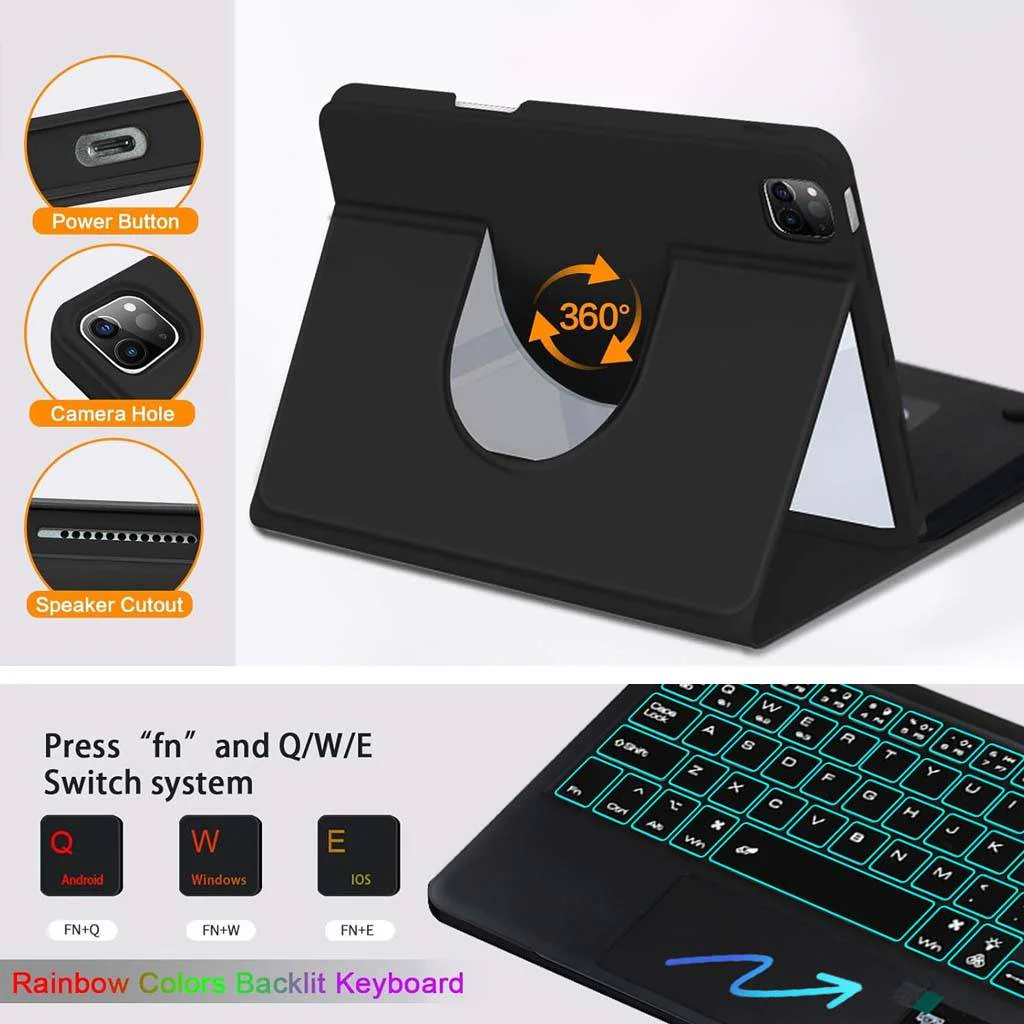 HD109T Keyboard Case for iPad Air M2/M3 with Magnetically Detachable Cover - Image 3