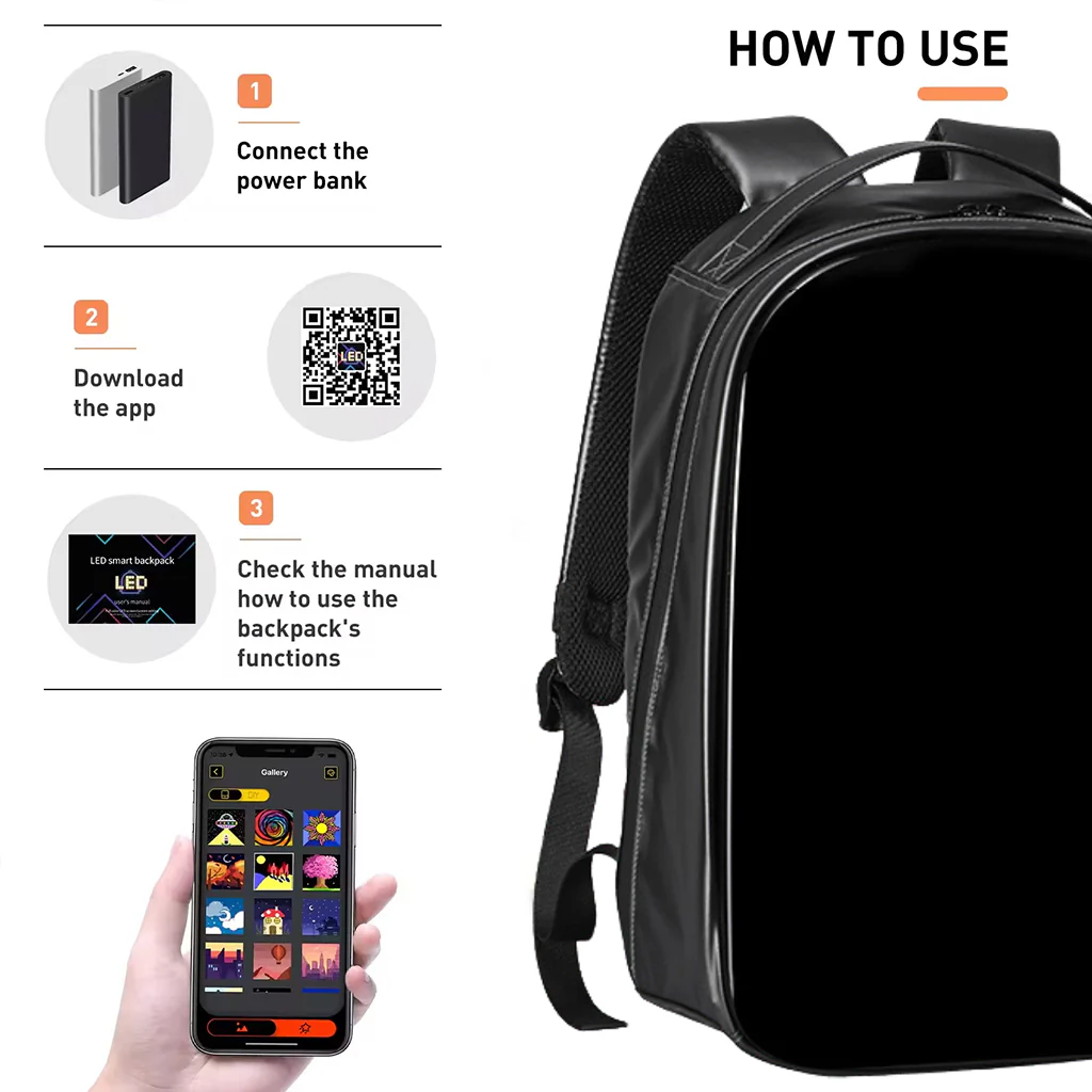 KWQ 056 20L Hardshell Smart LED Riding Backpack, App Control - Image 3