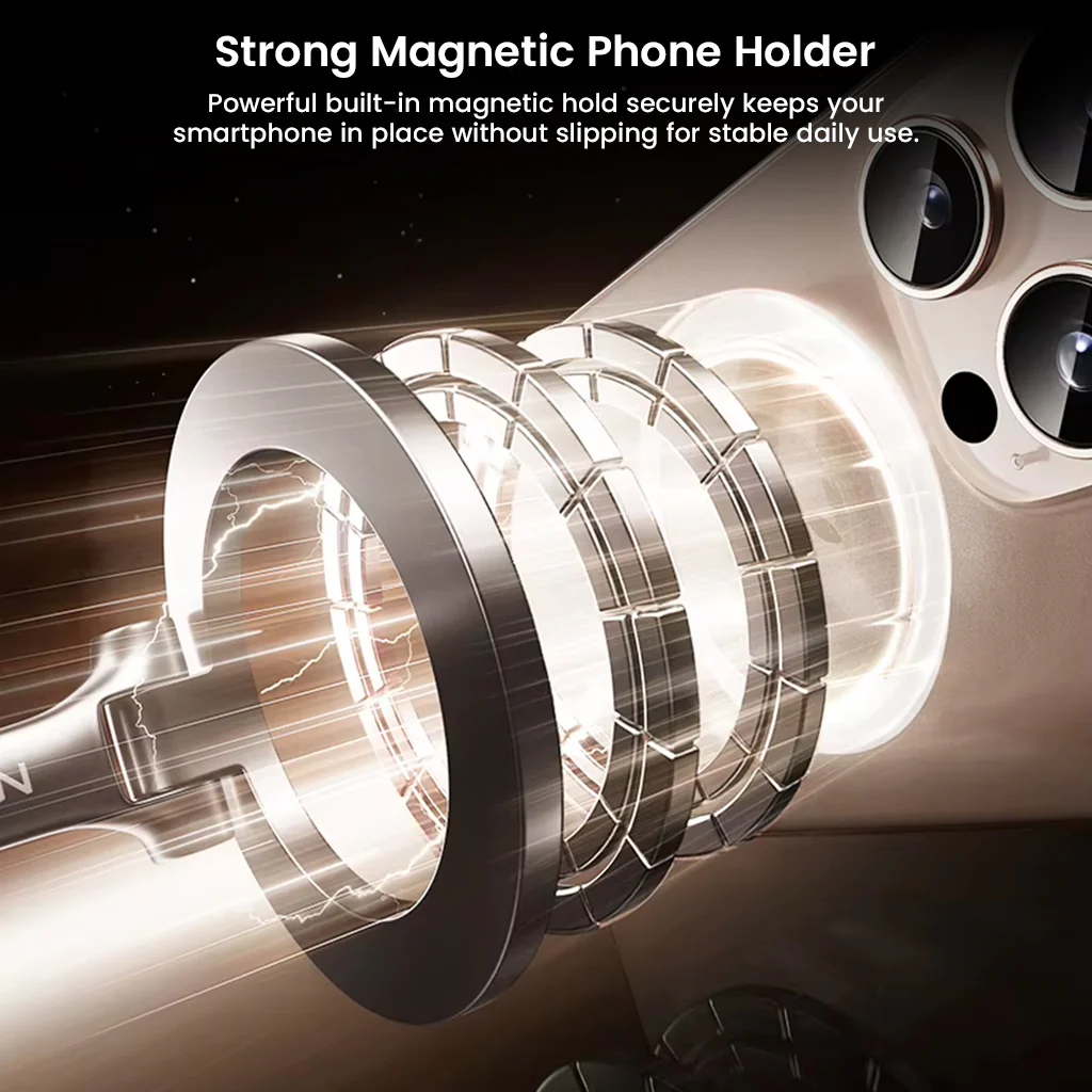 LISEN - Magnetic Phone Stand 360° Rotatable Desk Holder Strong Base Black - Image 4