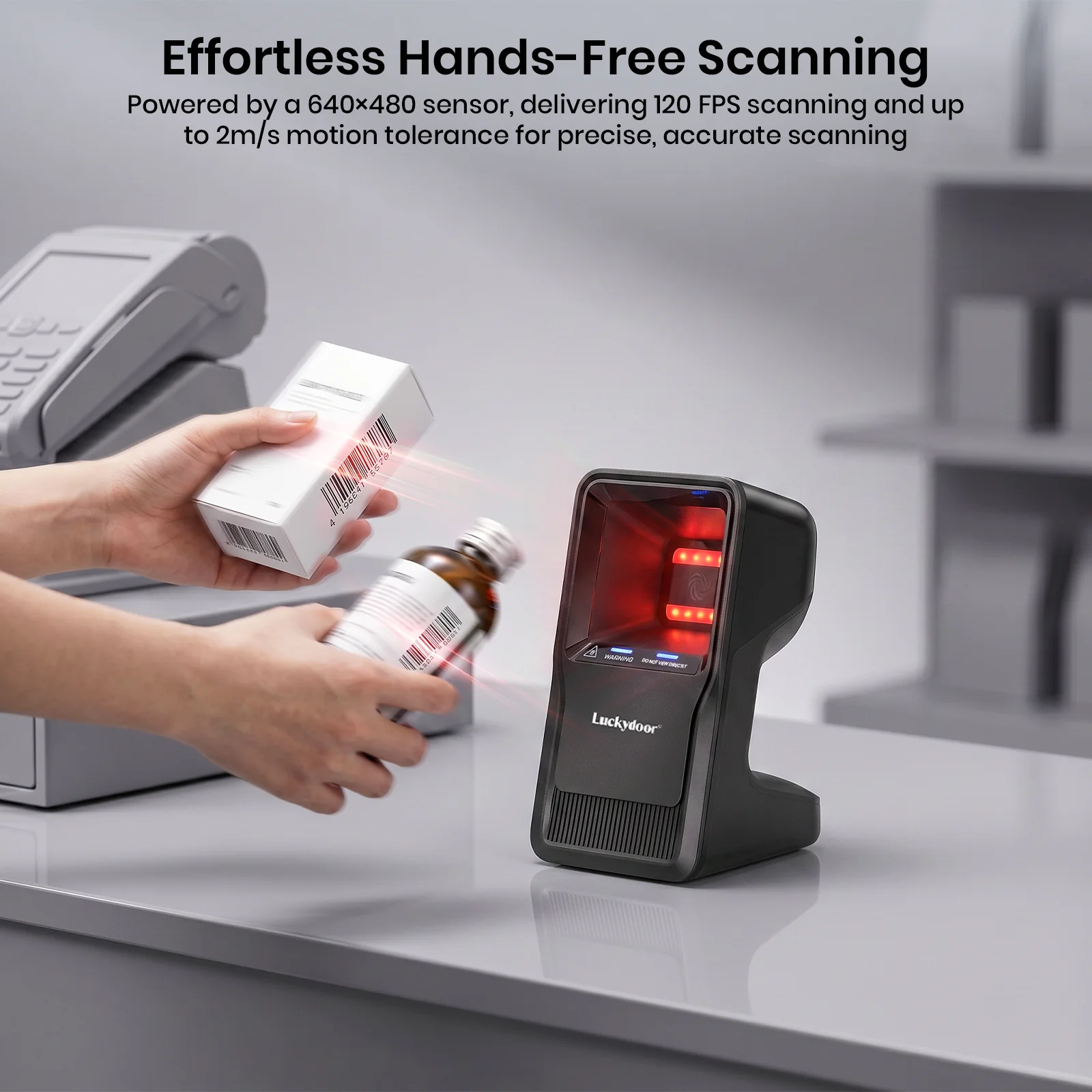 Luckydoor- 2D & 1D USB Wireless Small Square Omnidirectional Barcode Scanner - Image 3