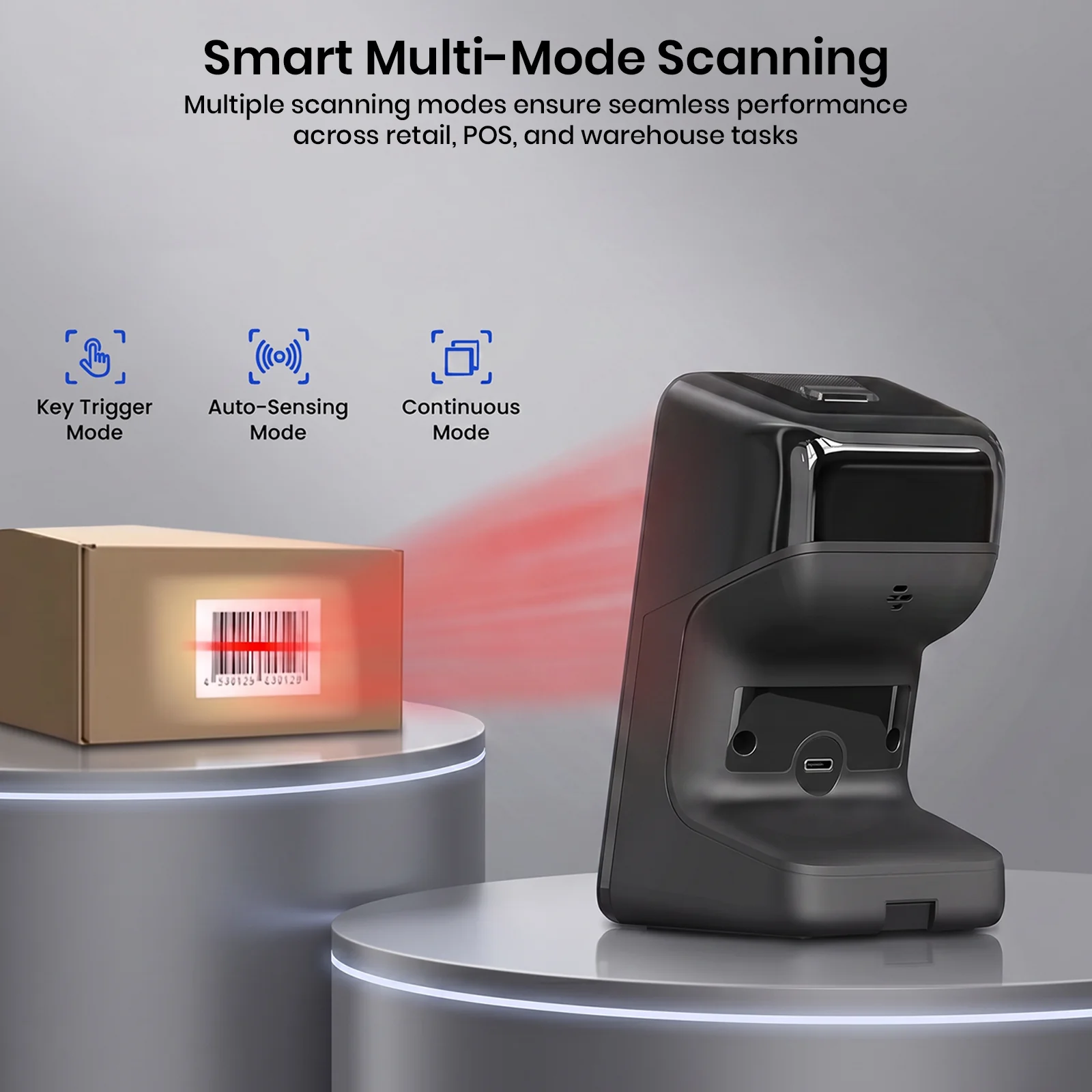 Luckydoor- 2D & 1D USB Wireless Small Square Omnidirectional Barcode Scanner - Image 8