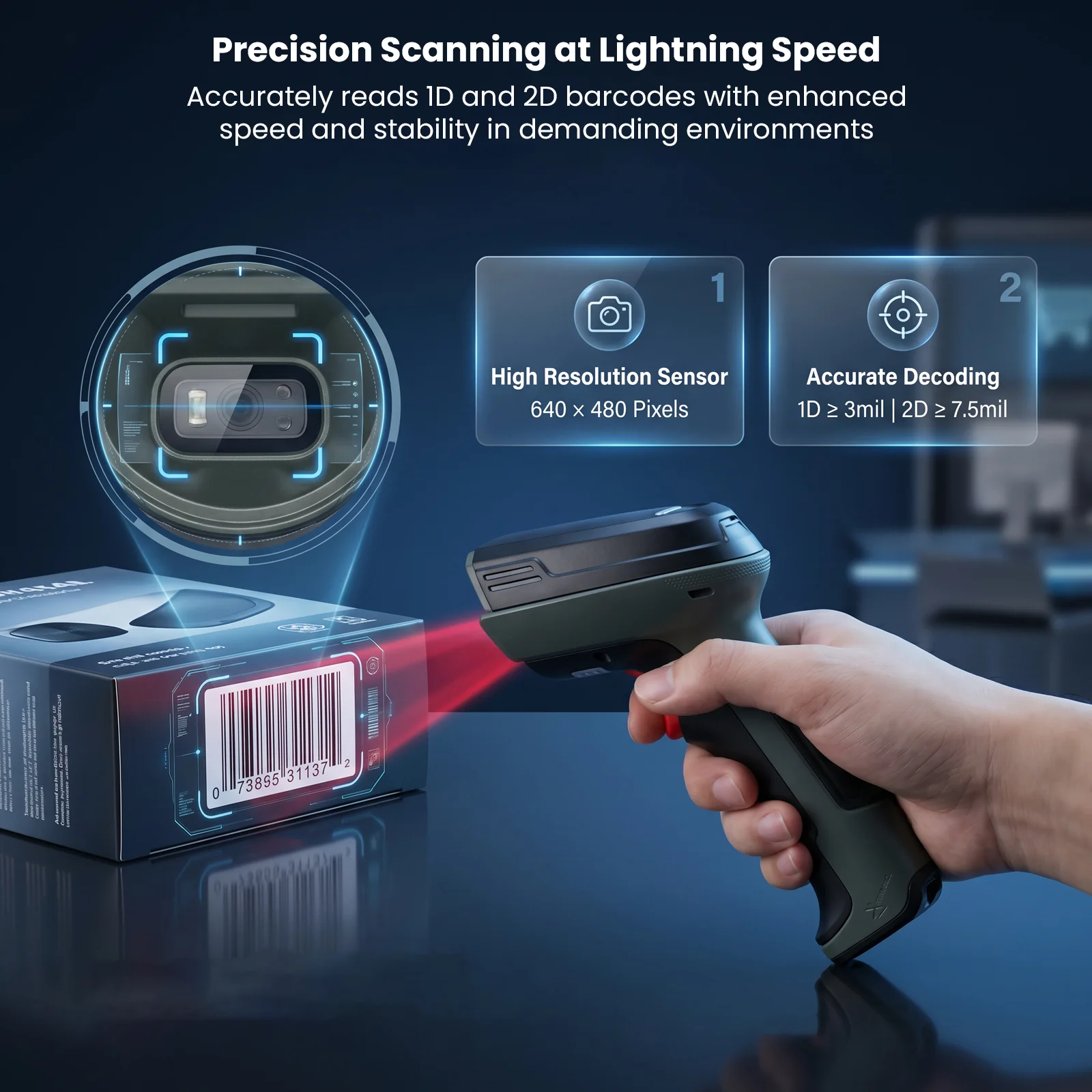 Luckydoor- DS370DT Cordless 2D Barcode Scanner with Digital Display - Image 15