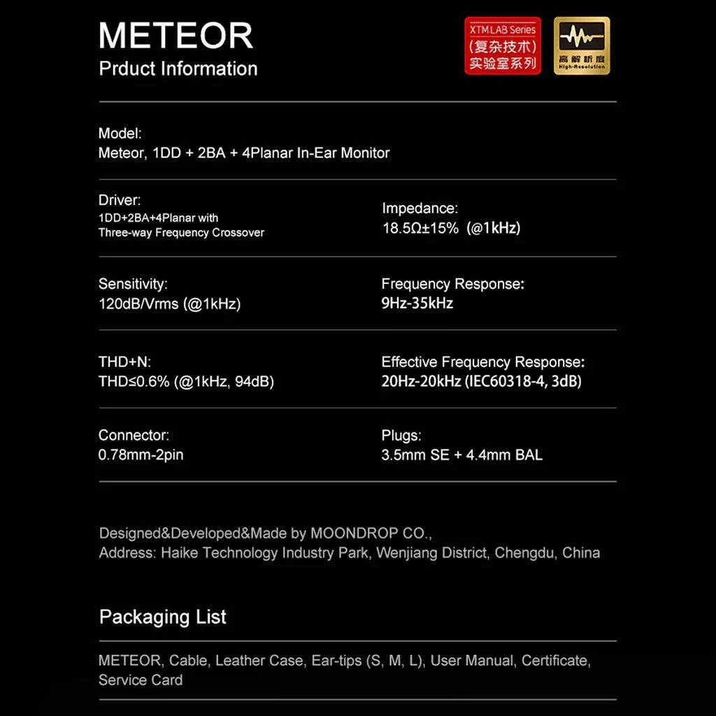MOONDROP - Meteor 4 Planar+2BA+1 Dynamic Drivers Tribrid IEM - Image 10