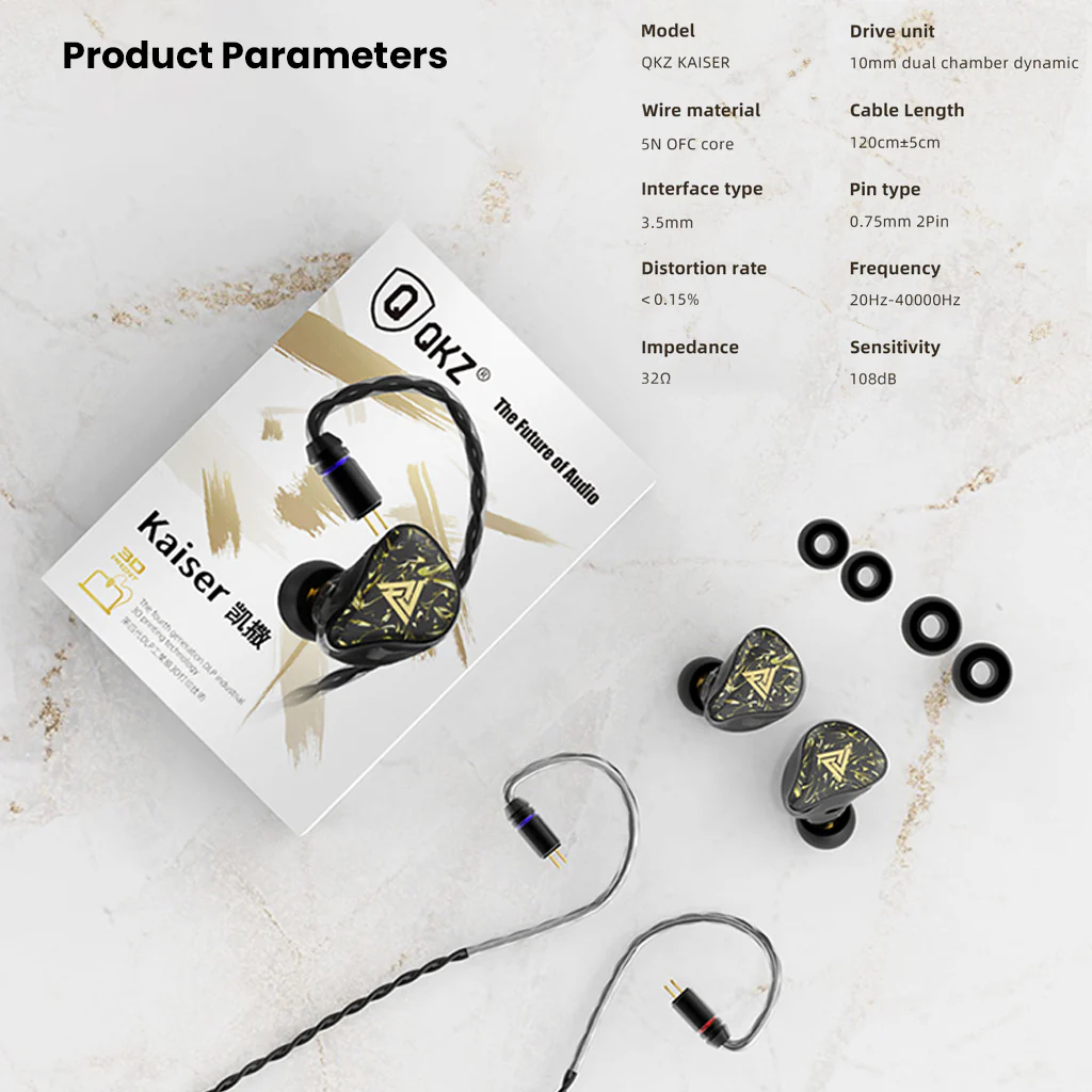 QKZ - Kaiser 10mm Dual Dynamic Driver HiFi In-Ear Monitor Earphones - Image 12