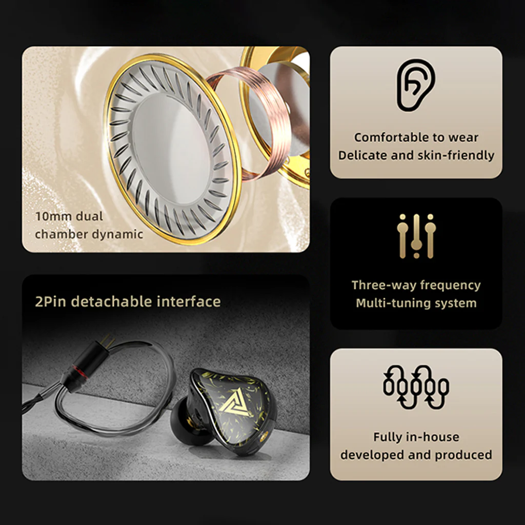 QKZ - Kaiser 10mm Dual Dynamic Driver HiFi In-Ear Monitor Earphones - Image 19