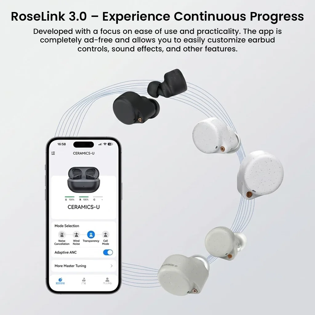 ROSESELSA - Ceramics Ultra ANC Wireless HiFi Bluetooth TWS - Image 8
