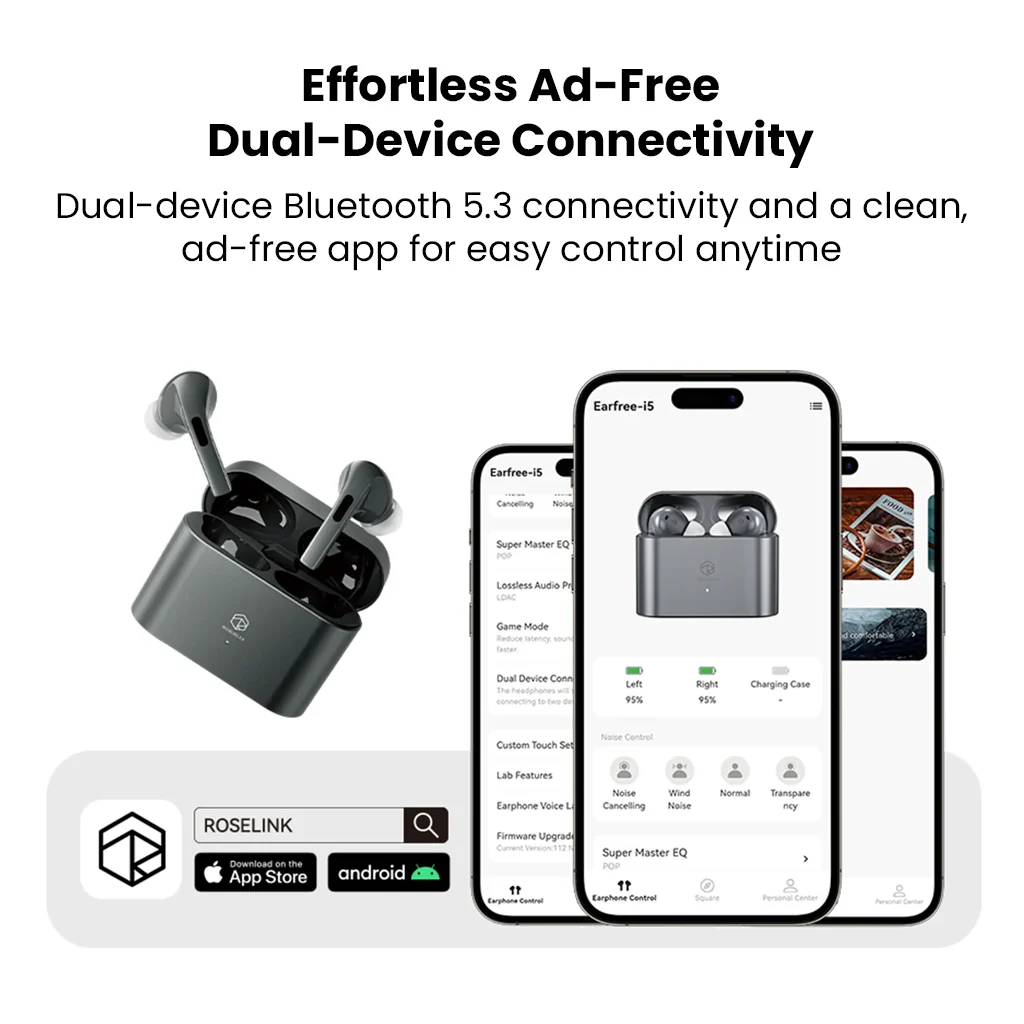 ROSESELSA EARFREE i5 ANC Wireless Earbuds with LDAC & Game Mode - Image 15