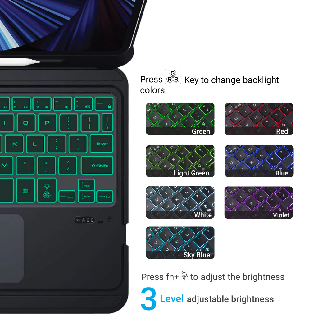 TECPHILE - T206D Wireless Keyboard Case For iPad - Image 4