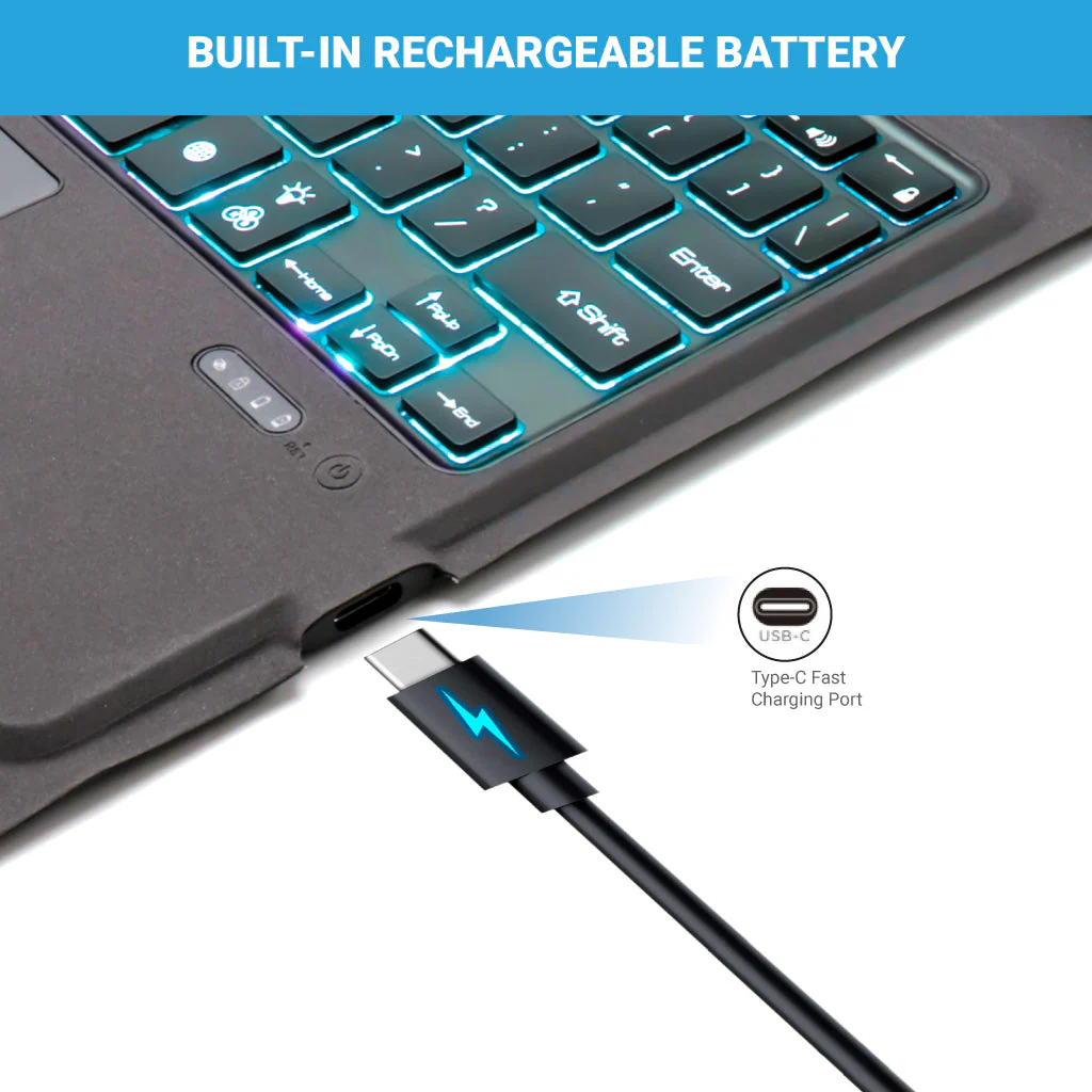 TECPHILE - T206D Wireless Keyboard Case For iPad - Image 6