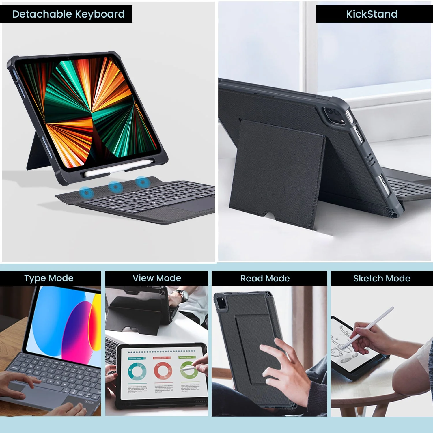 T5509D Keyboard Case for iPad Air 13 M3 2025/ iPad Pro 12.9 Inch - Image 3