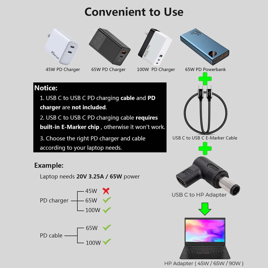 TECPHILE - 100W Type C Female to HP Laptop Adapter - Image 12