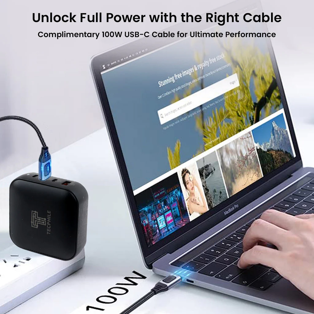TECPHILE 100W GaN Charger with Fast Charging Cable - Image 13