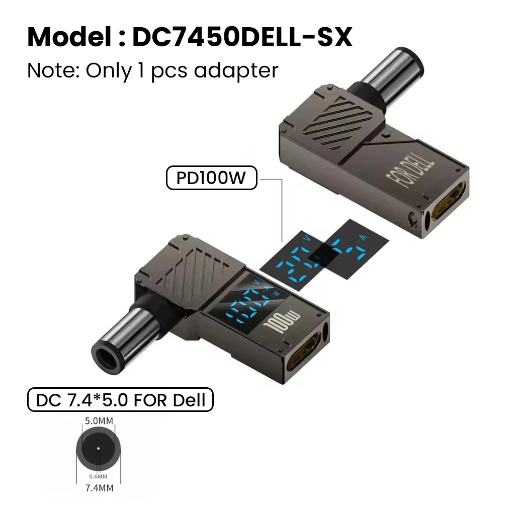 TECPHILE 100W PD USB C to DC Adapter with Digital Display for DELL Laptop - Image 13