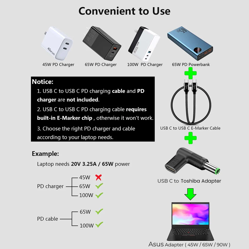 TECPHILE - 100W Type C Female to TOSHIBA Laptop Adapter - Image 10