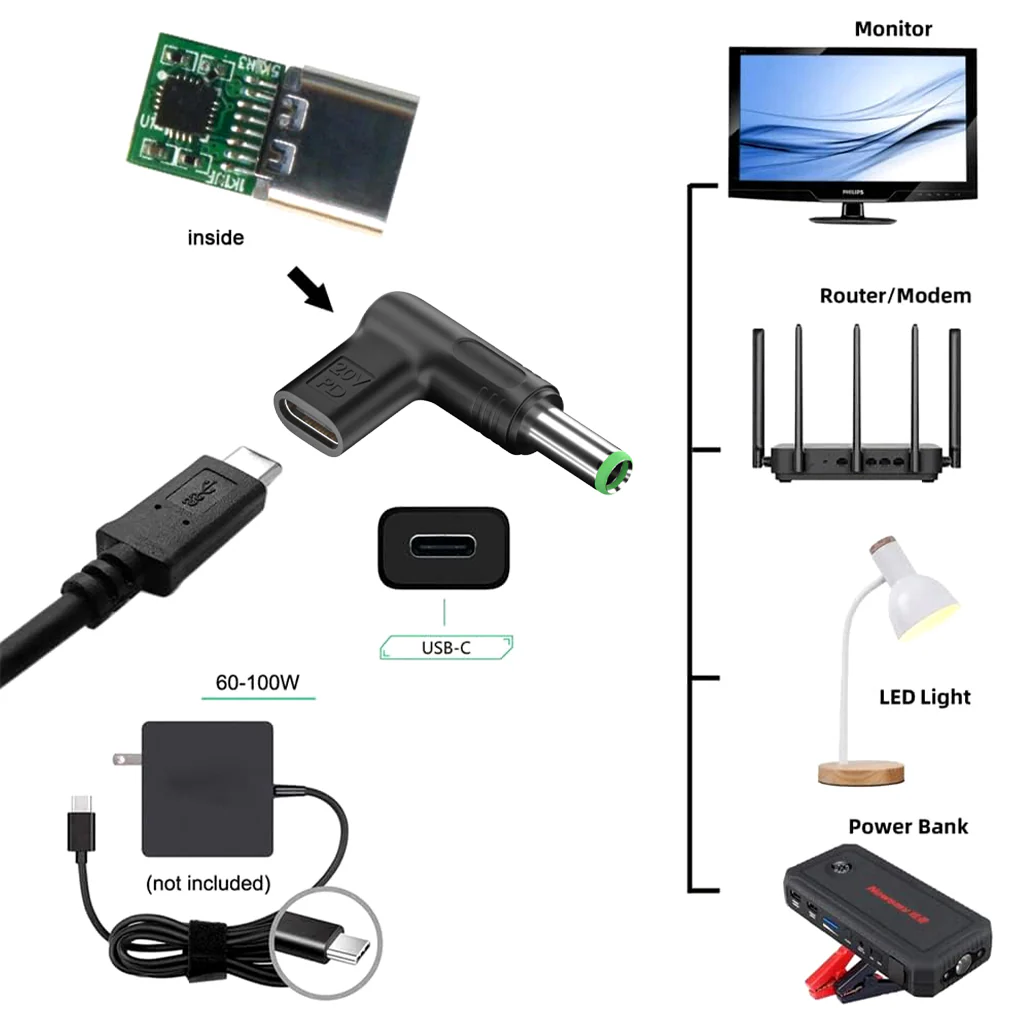 TECPHILE - 100W Type C Female to TOSHIBA Laptop Adapter - Image 8