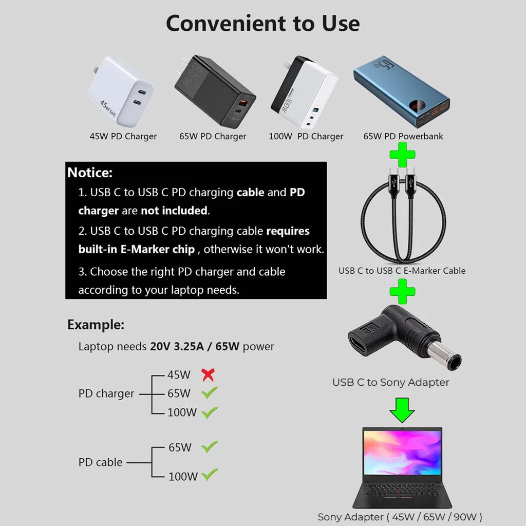 TECPHILE - 100W Type C to Sony Laptop Adapter - Image 4