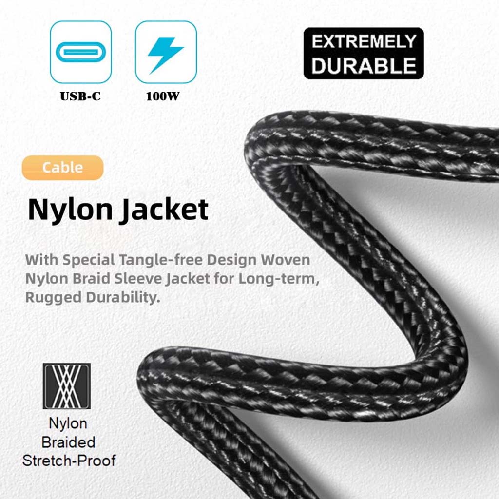 TECPHILE 100W U-Shape Type C to USB C Fast Charging Cable for Mobile Gaming - Image 3