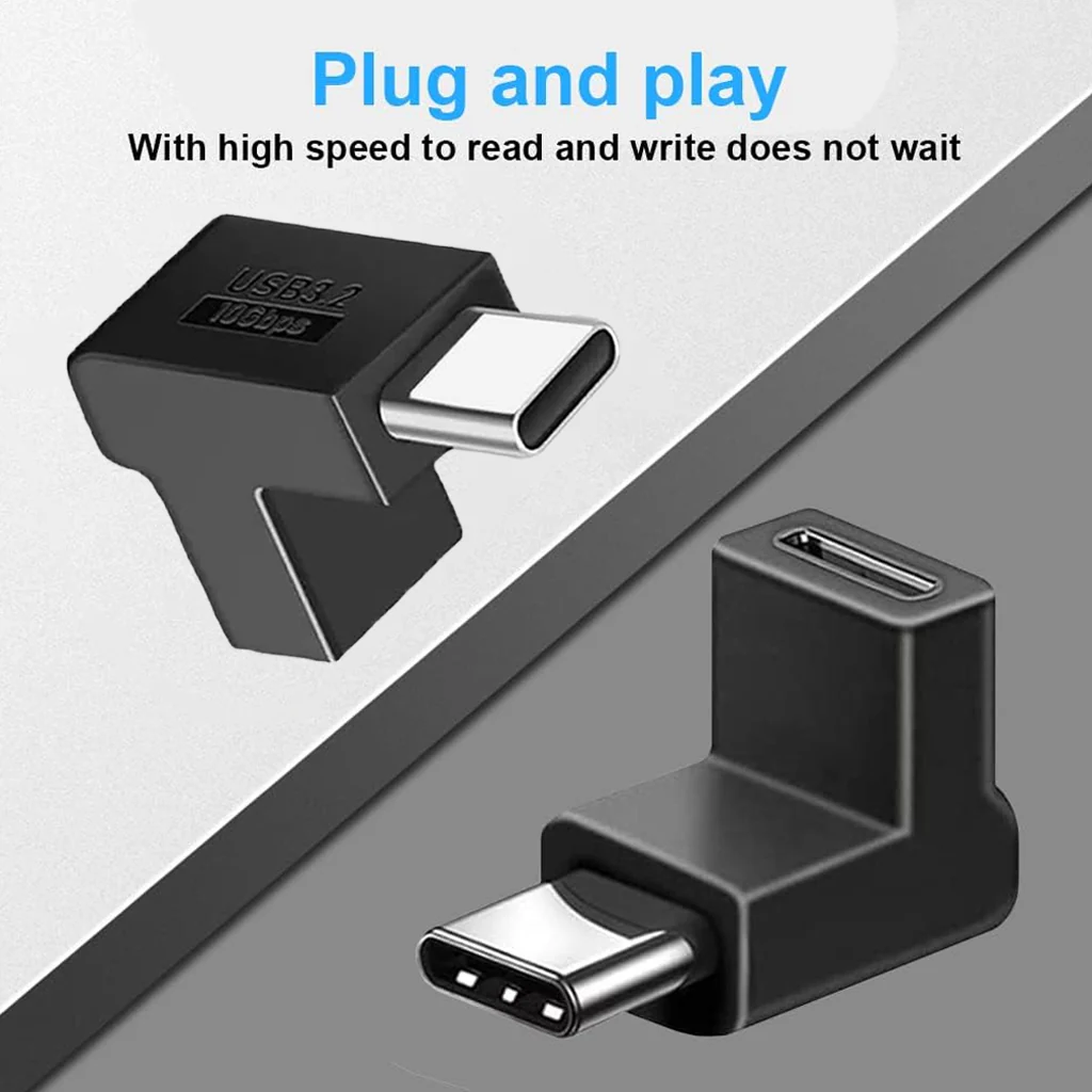 TECPHILE- 100W USB Type-C Male to Female 90Â° Right Angle Adapter - Image 2