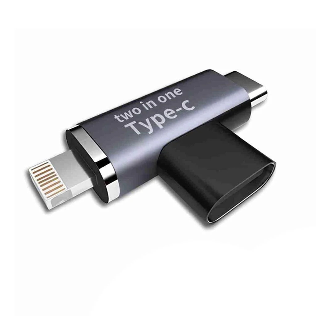 TECPHILE- 2-in-1 Type-C Female to USB-C Male/Lightning Male Splitter Adapter - Image 3