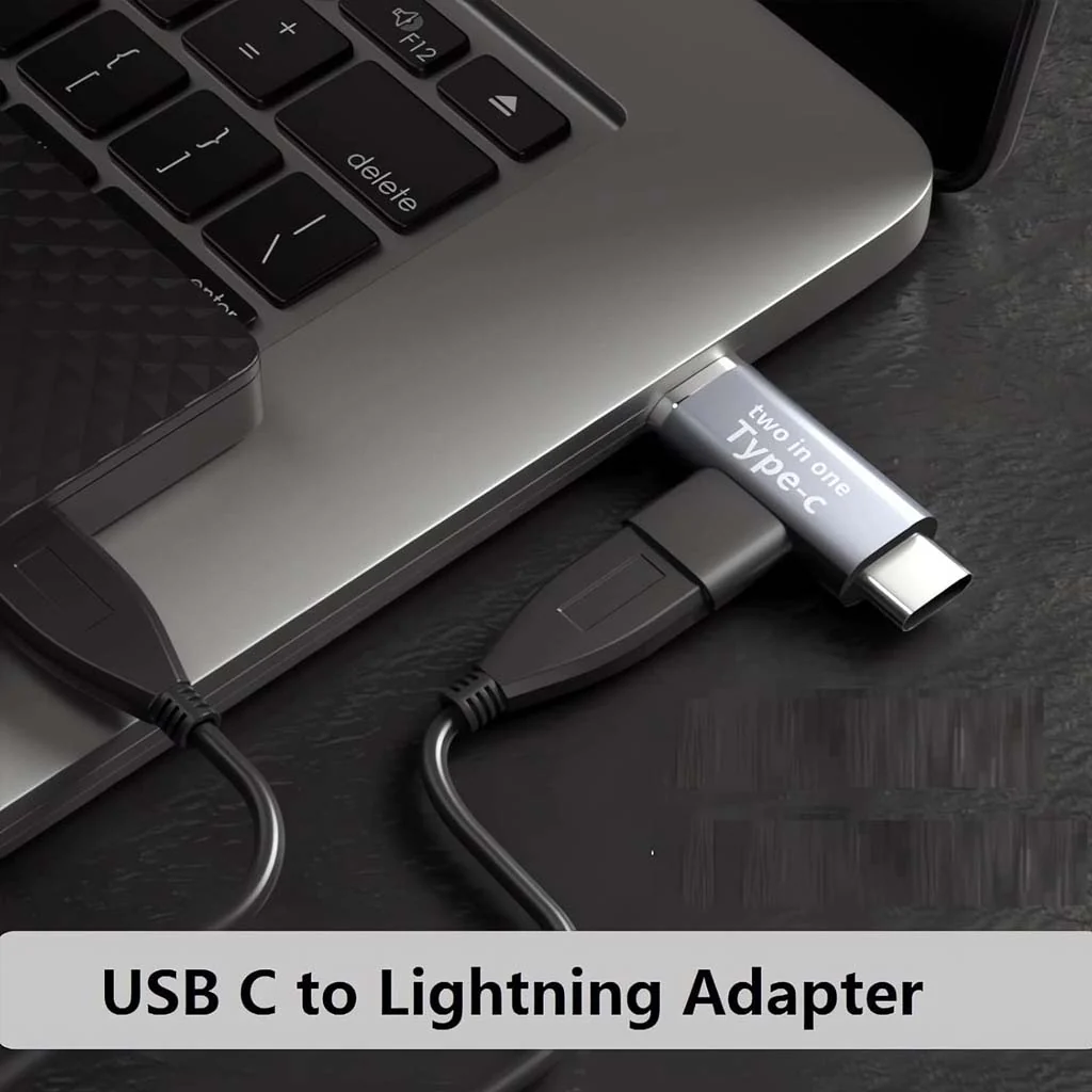 TECPHILE- 2-in-1 Type-C Female to USB-C Male/Lightning Male Splitter Adapter - Image 5