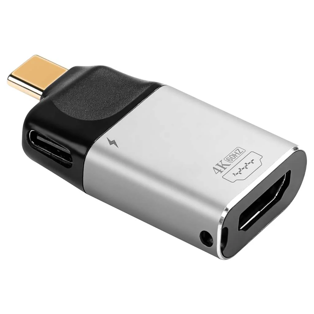 TECPHILE - 2-in-1 Type-C Male to HDMI 2.0 + Type-C 100W PD Female Adapter