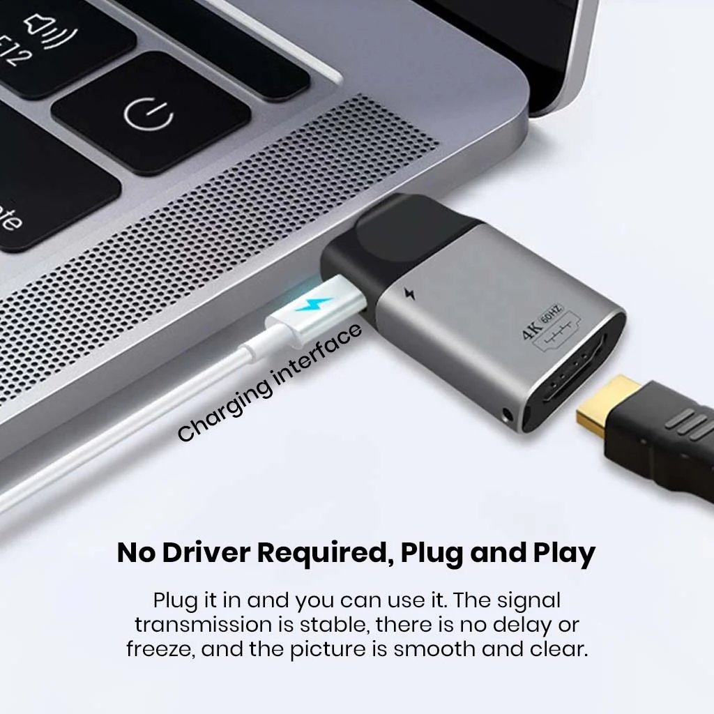 TECPHILE - 2-in-1 Type-C Male to HDMI 2.0 + Type-C 100W PD Female Adapter - Image 5