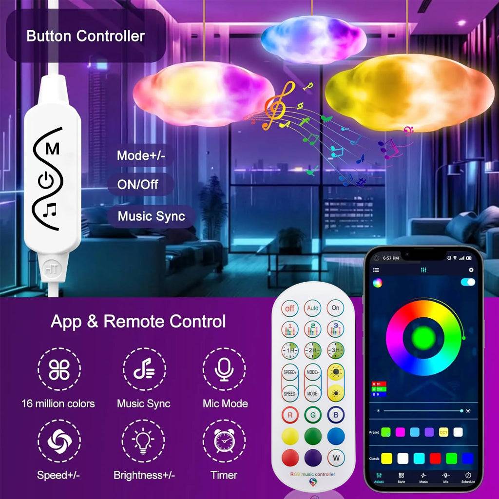 TECPHILE -  3D Customizable DIY Cloud Light with App & Remote Control - Image 2