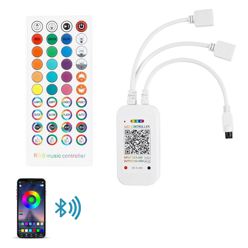TECPHILE 4 Pin Dual RGB LED Strip Light Controller with Remote