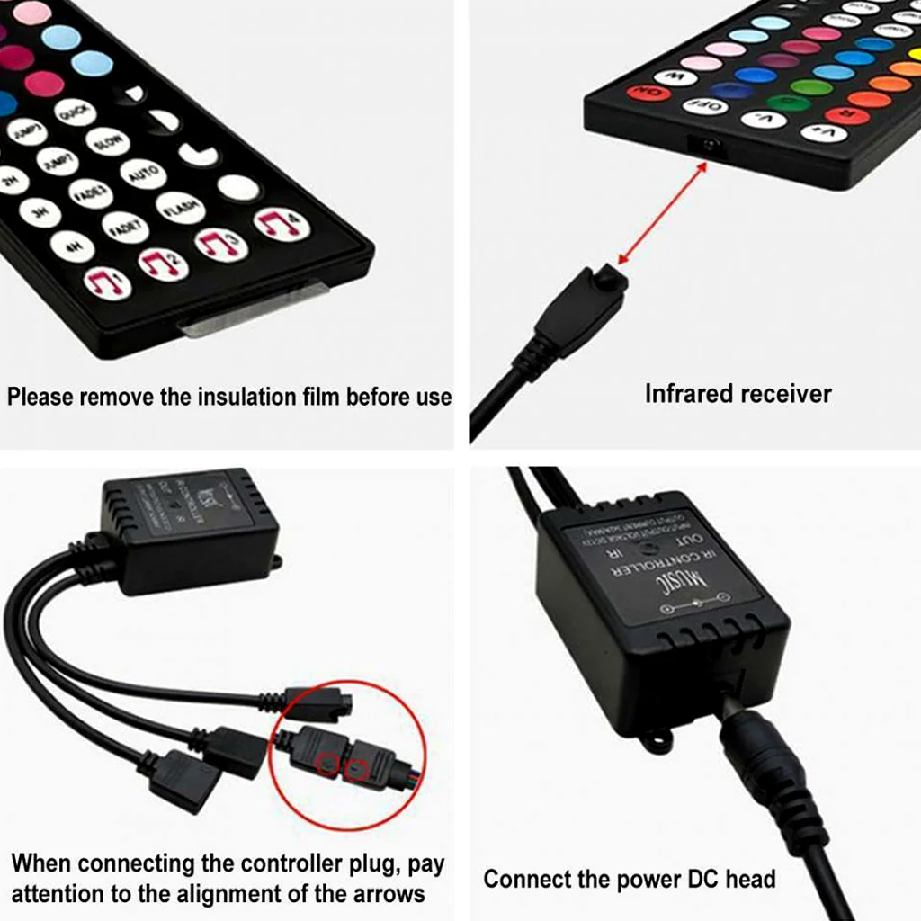 TECPHILE - 4 Pin RGB LED Strip Light IR Music Controller - Image 8
