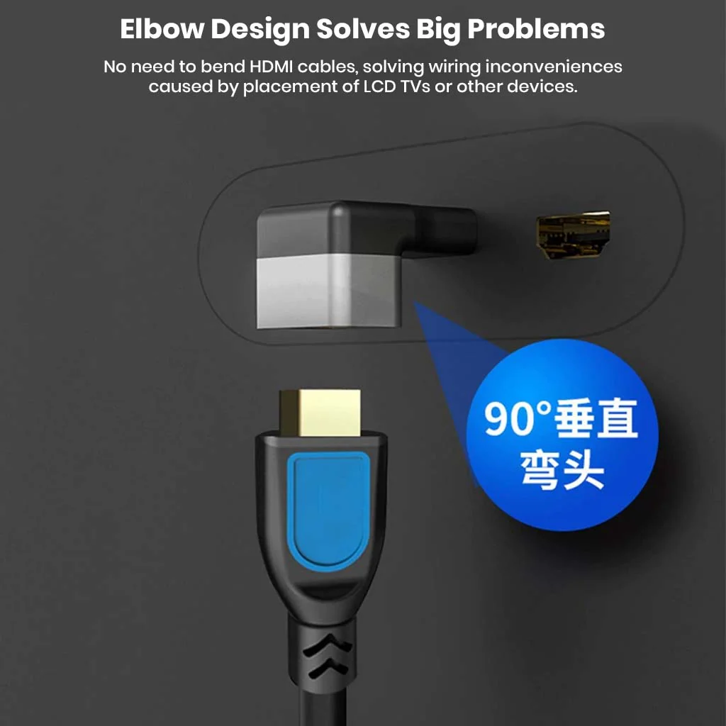 TECPHILE - 4K HDMI Male to HDMI Female 90° Right Angle Adapter - Image 3