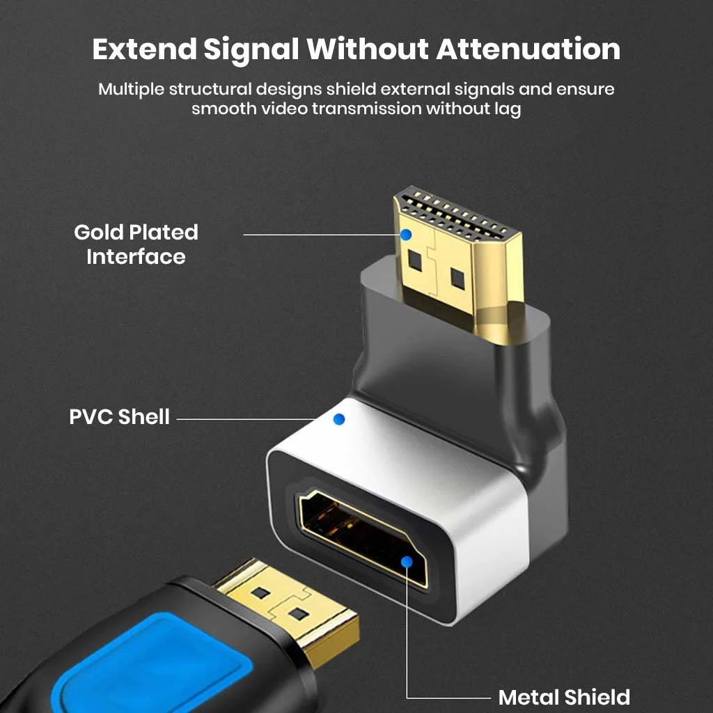 TECPHILE - 4K HDMI Male to HDMI Female 90° Right Angle Adapter - Image 4