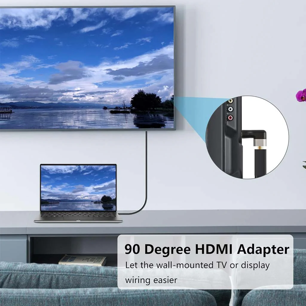 TECPHILE - 4K HDMI Male to HDMI Female 90° Right Angle Adapter - Image 7