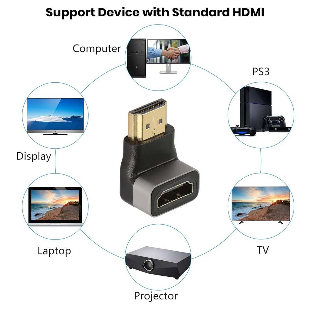 TECPHILE - 4K HDMI Male to HDMI Female 90° Right Angle Adapter - Image 9