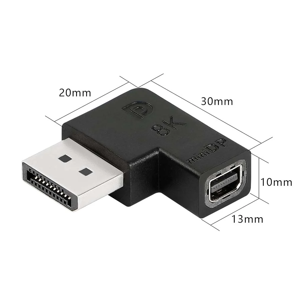 TECPHILE- 8K Mini DisplayPort Female to DisplayPort Male Adapter 90° Angled - Image 7