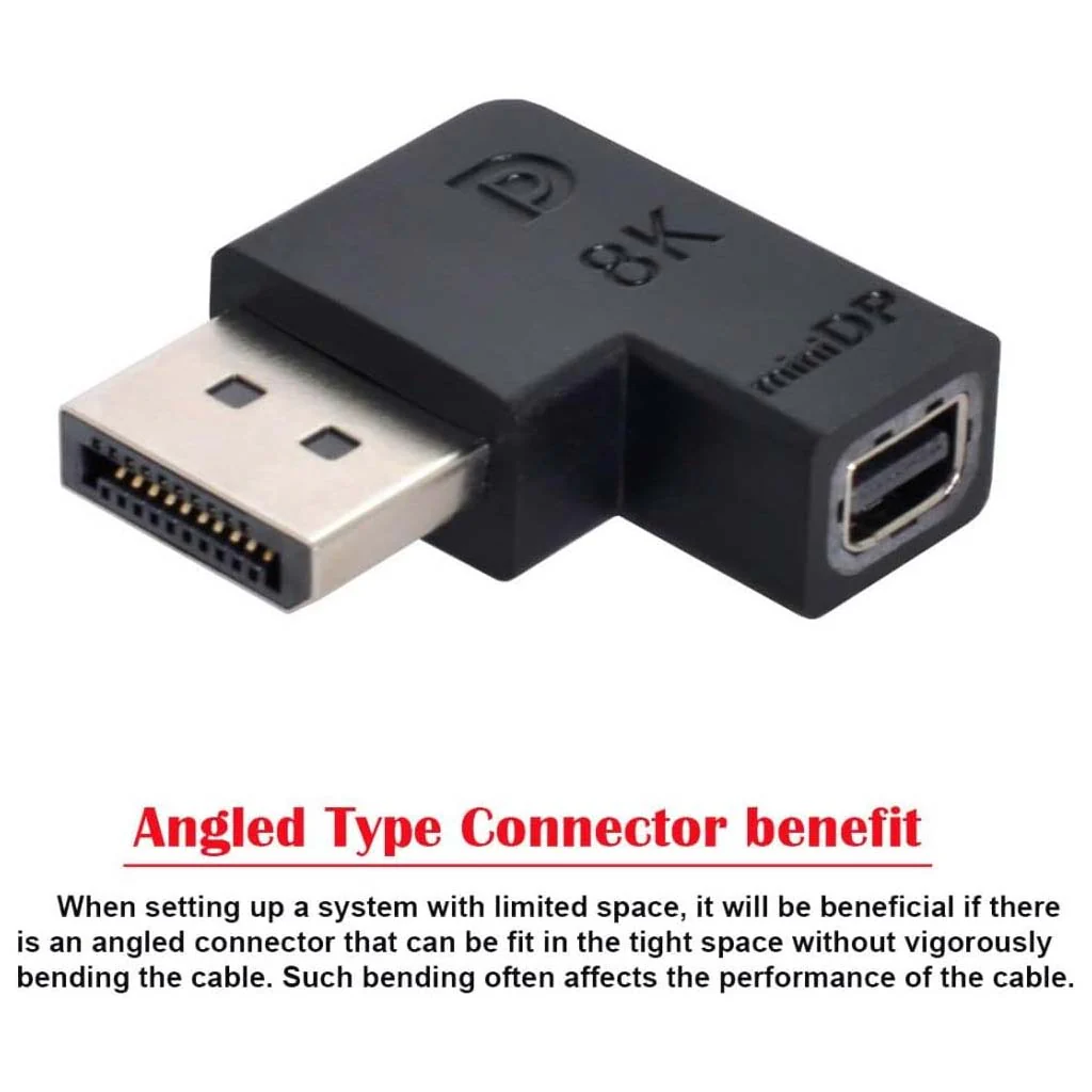 TECPHILE- 8K Mini DisplayPort Female to DisplayPort Male Adapter 90° Angled - Image 9