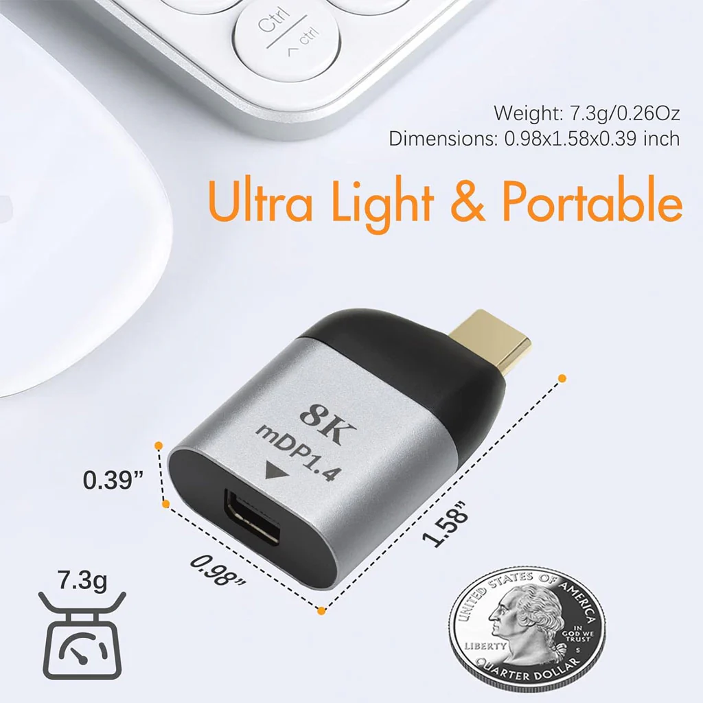 TECPHILE - 8K Mini DP 1.4 to Type-C Adapter Converter - Image 2