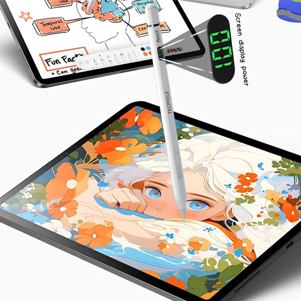 TECPHILE BP26 iPad Pencil with LED Display, Palm Rejection & Tilt Sensitivity - Image 3