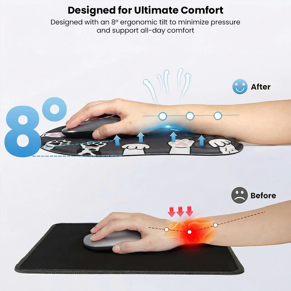 TECPHILE – Dog Paw Ergonomic Honeycomb Mouse Pad With Wrist Support - Image 4