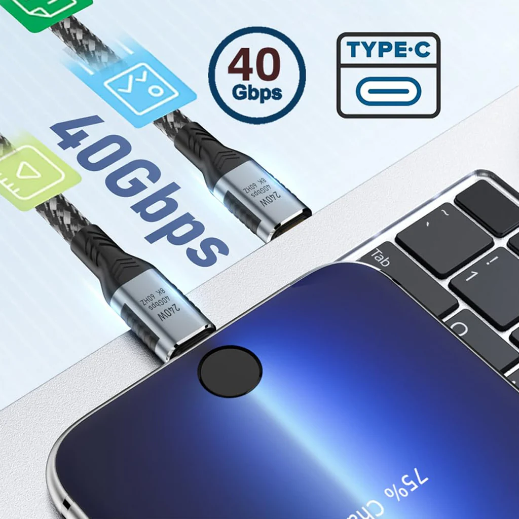 TECPHILE 240W Type C to USB4 C Thunderbolt 4 Cable 8K@60hz, 40Gbps - Image 16