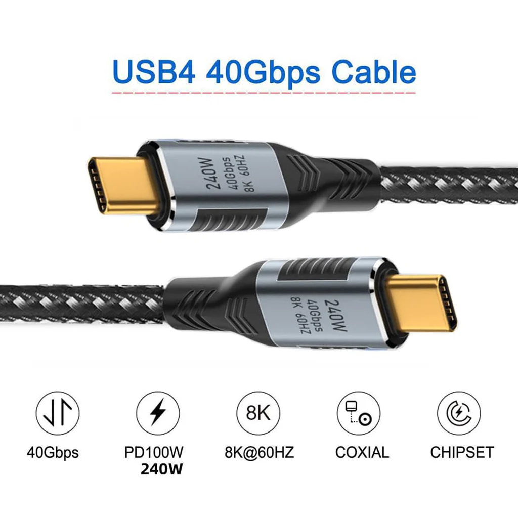 TECPHILE 240W Type C to USB4 C Thunderbolt 4 Cable 8K@60hz, 40Gbps - Image 21